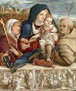 Amico Aspertini The Virgin and Child between Saint Helena and Saint Francis oil painting on canvas
